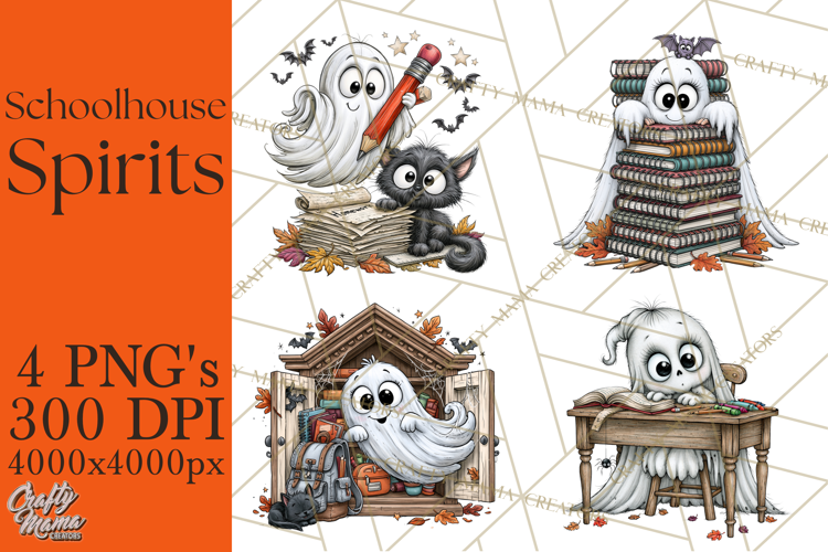Schoolhouse Spirits, Halloween School Clipart PNG