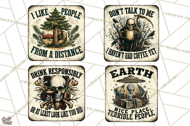 Dark Humor Vintage Metal Signs Clipart