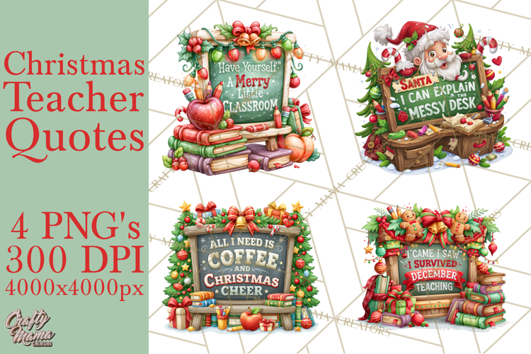 Christmas Teacher Chalkboard Quote PNG