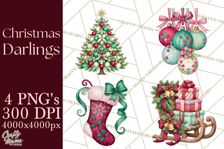 Whimsical Christmas Girls PNG Clipart, Holiday Characters example image 1