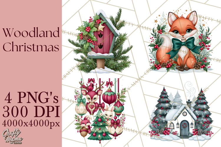 Christmas Woodland Girls PNG Clipart, Holiday Characters