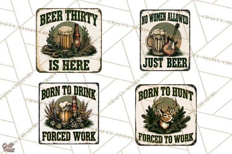 Vintage Man Cave Funny Clipart, Beer Png, Hunting, Bar Sign example image 1