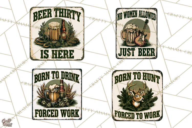 Vintage Man Cave Funny Clipart, Beer Png, Hunting, Bar Sign
