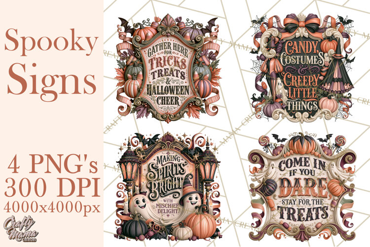 Retro Halloween Sign Clipart PNG example image 1