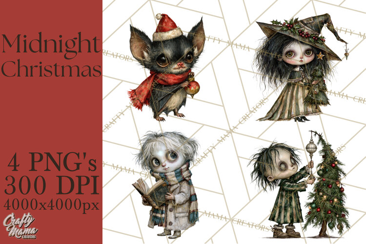 Midnight Christmas Characters PNG Clipart example image 1