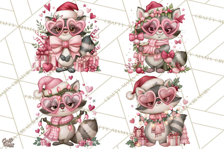 Funny Christmas Raccoon Clipart, Sassy Holiday PNG Design