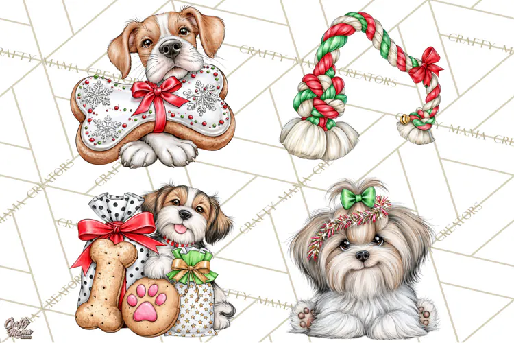 Christmas Dog Clipart PNG, Funny Christmas Puppies