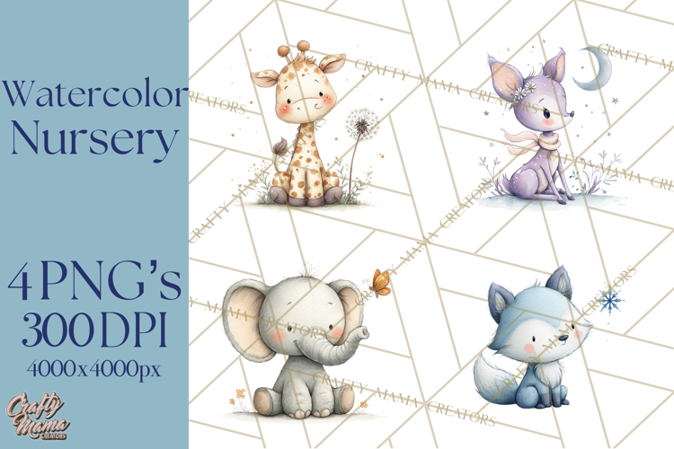 Whimsical Watercolor Woodland Animal Clipart PNG