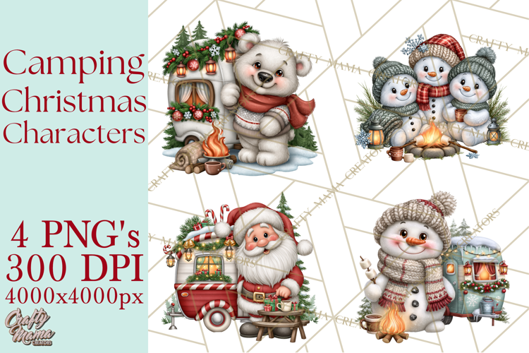 Christmas Camper Clipart PNG Whimsical Holiday