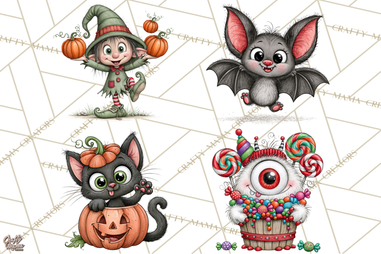 Halloween Monster Munchkins In Action PNG