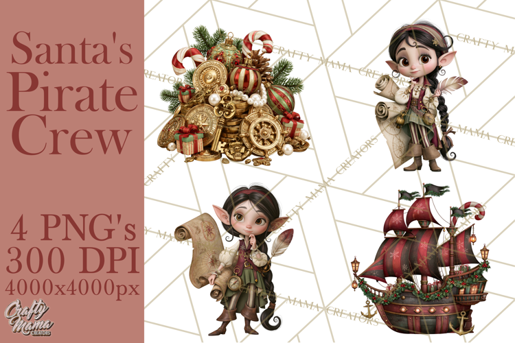 Christmas Pirate Crew Clipart PNG