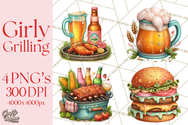 Girls Baryard Barbecue Girly Grilling BBQ Clipart