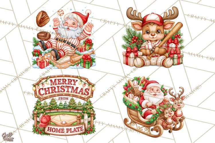 Christmas Baseball Clipart PNG example image 1