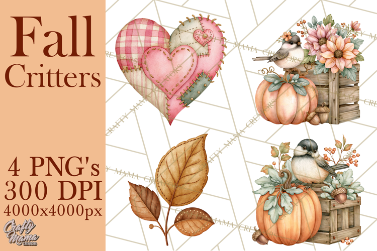 Cottagecore Fall Critters Clipart PNG