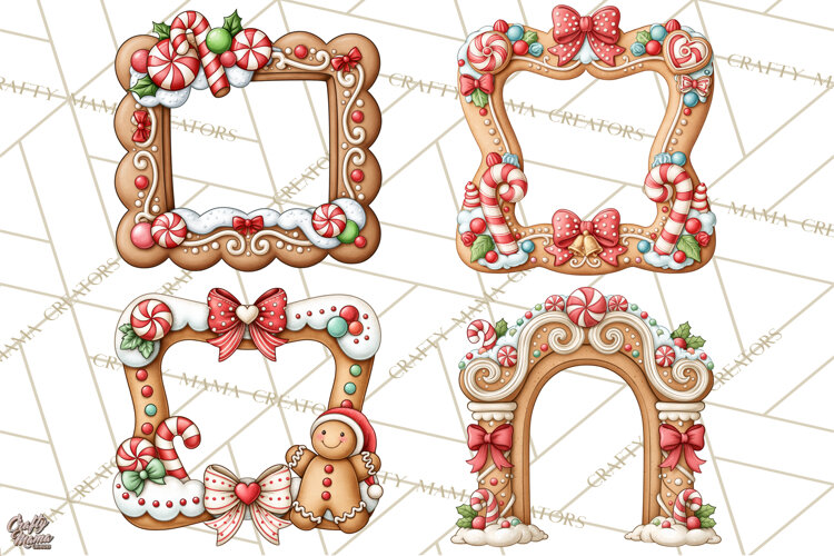 Downtown Gingerbread Town Christmas Frames PNG example image 1