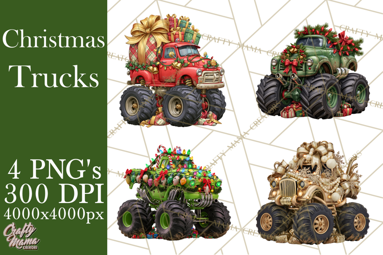 Christmas Monster Truck Clipart PNG