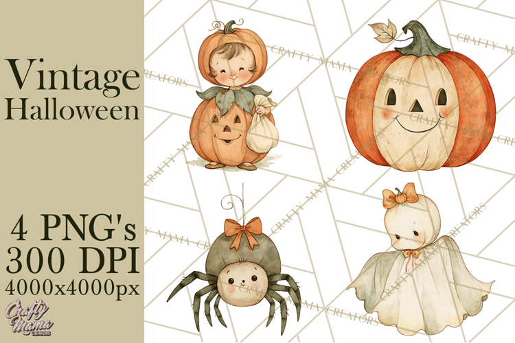 Retro Halloween Characters PNG Clipart, Vintage Halloween