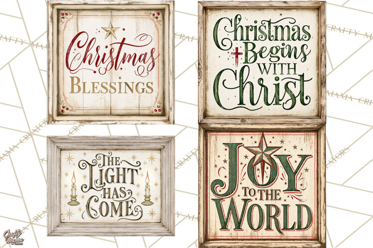 Christian Farmhouse Christmas Signs PNG example image 1