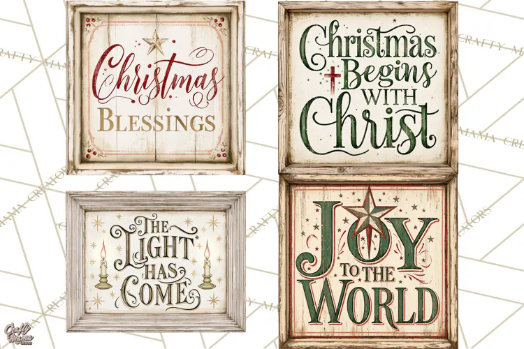 Christian Farmhouse Christmas Signs PNG