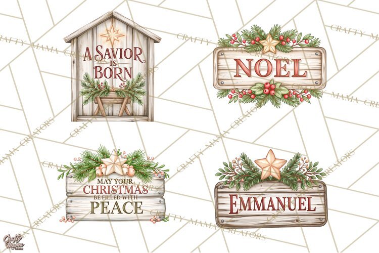 Religious Christmas Sign Clipart PNG | Nativity Designs example image 1