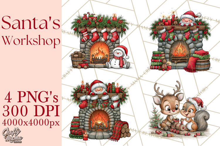 Santa Workshop Christmas Village PNG Clipart example image 1