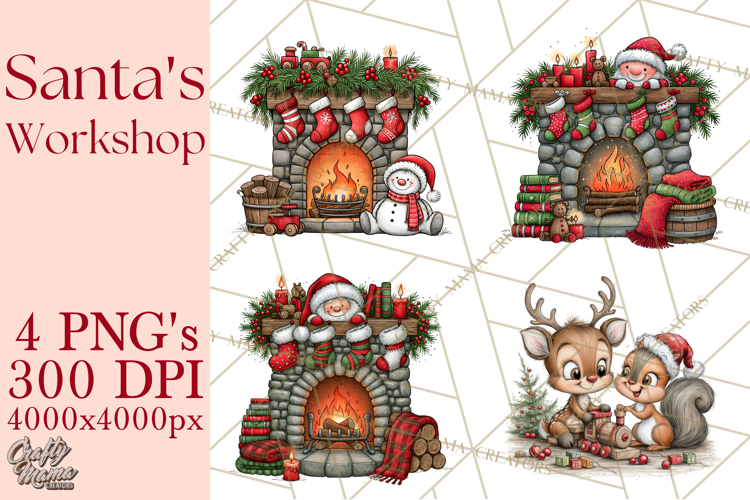 Santa Workshop Christmas Village PNG Clipart