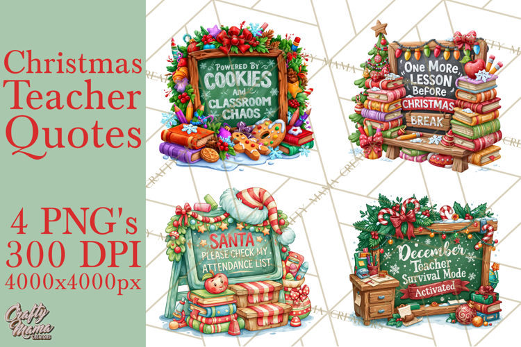 Christmas Teacher Chalkboard Quote PNG