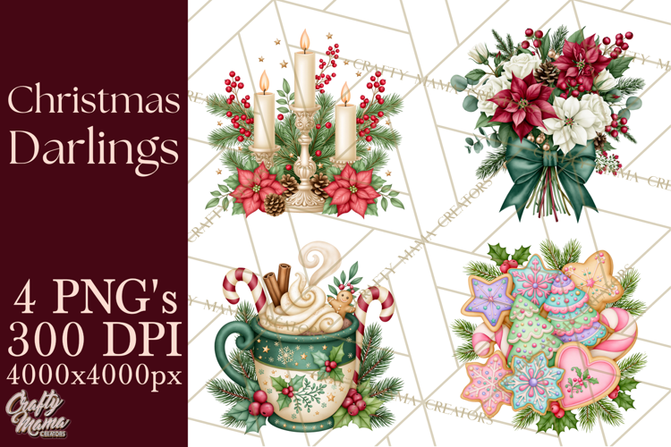 Whimsical Christmas Girls PNG Clipart, Holiday Characters