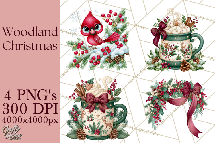 Christmas Woodland Girls PNG Clipart, Holiday Characters