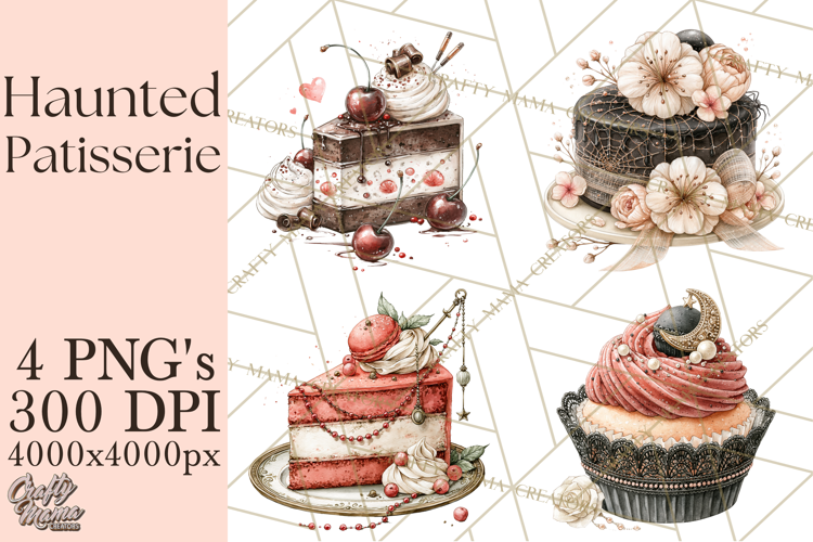 Haunted Patisserie PNG Clipart, Elegant Halloween Desserts