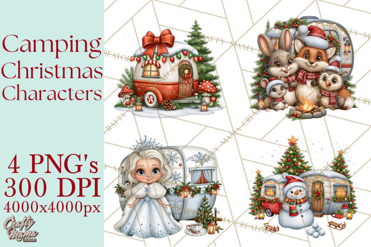 Christmas Camper Clipart PNG Whimsical Holiday