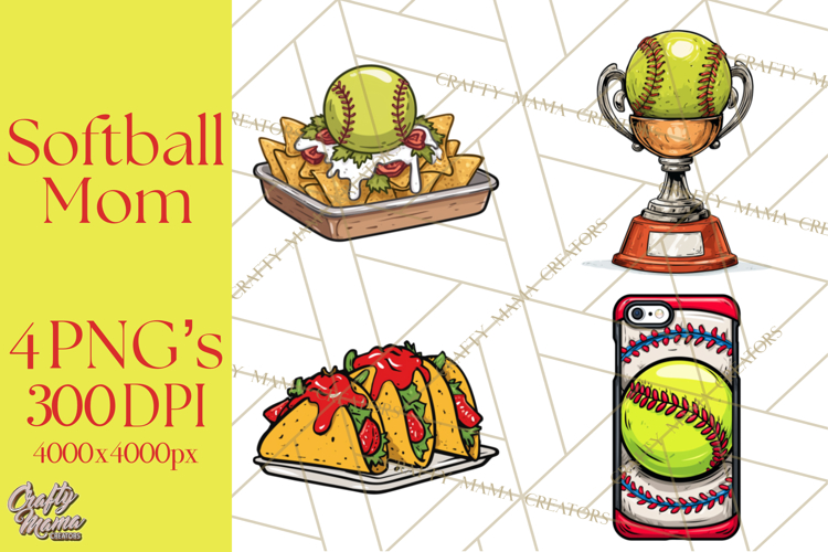 Softball Mom PNG, Softball Clipart, Softball Mama Designs