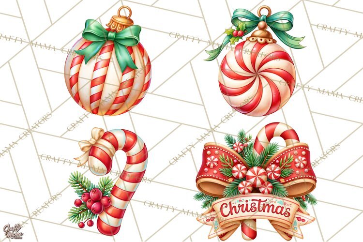 Candy Cane Lane Vintage Christmas Accents Clipart example image 1