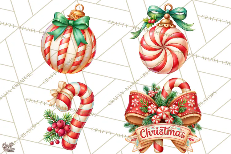 Candy Cane Lane Vintage Christmas Accents Clipart