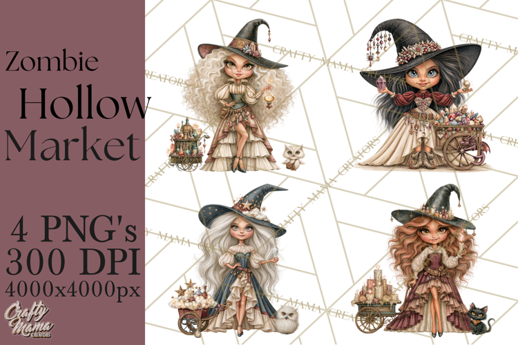 Enchanted Witch Market PNG Watercolor Clipart