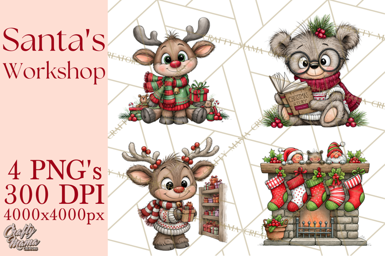 Santa Workshop Christmas Village PNG Clipart