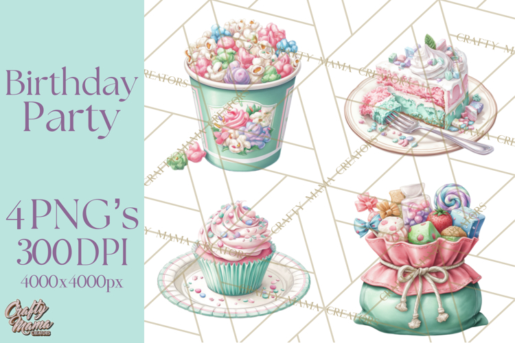 Cute Birthday Party Clipart PNG | Birthday Cake Graphics