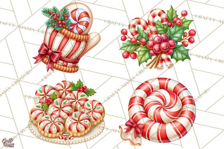 Candy Cane Lane Vintage Christmas Accents Clipart example image 1