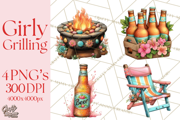 Girls Baryard Barbecue Girly Grilling BBQ Clipart