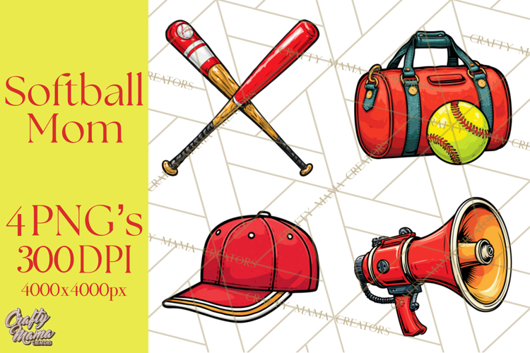 Softball Mom PNG, Softball Clipart, Softball Mama Designs