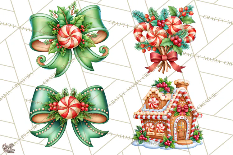 Candy Cane Lane Vintage Christmas Accents Clipart