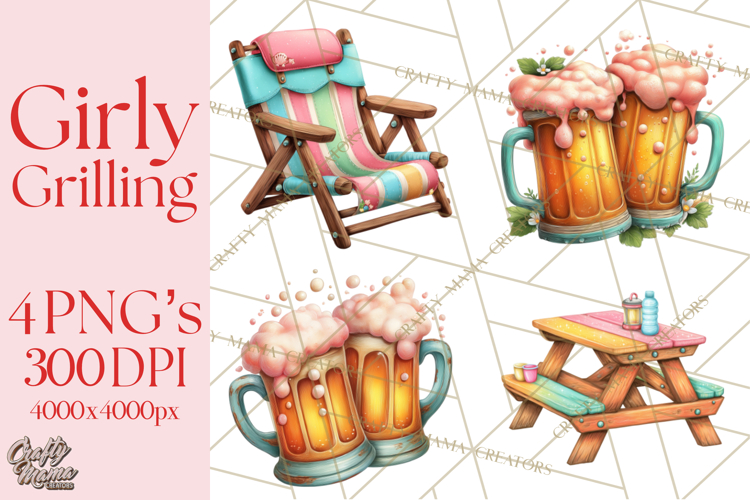 Girls Baryard Barbecue Girly Grilling BBQ Clipart