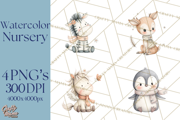 Whimsical Watercolor Woodland Animal Clipart PNG