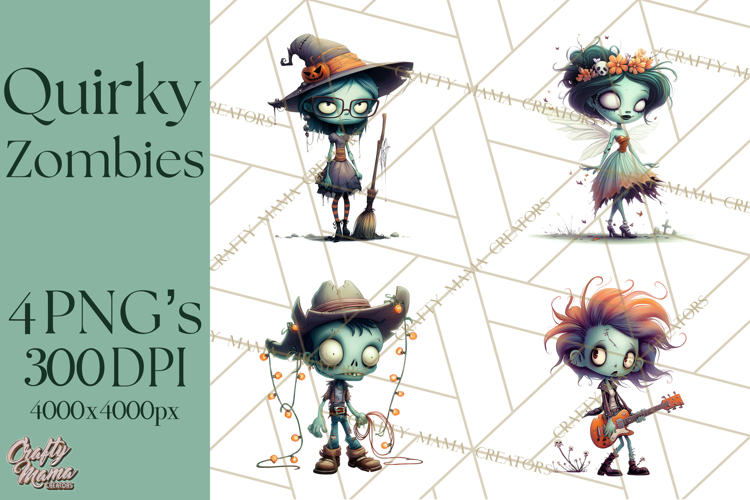 Cute Halloween Zombie Clipart PNG