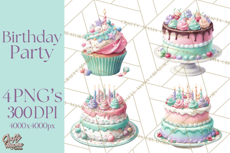 Cute Birthday Party Clipart PNG | Birthday Cake Graphics