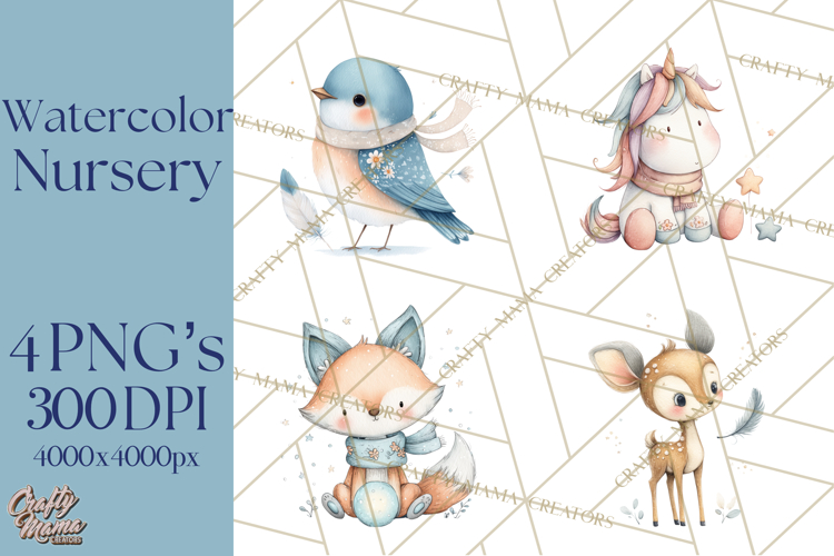 Whimsical Watercolor Woodland Animal Clipart PNG
