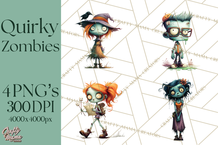 Cute Halloween Zombie Clipart PNG