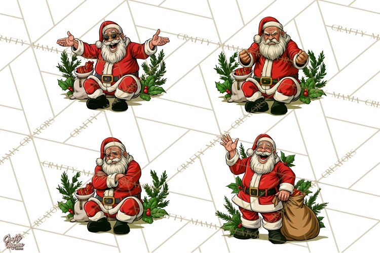 Merry Moods Santa Christmas Clipart | Funny Holiday Png File example image 1