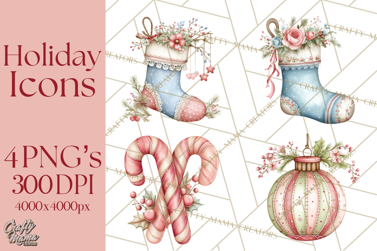 Holiday Icons Clipart PNG, Festive Christmas Clip Art