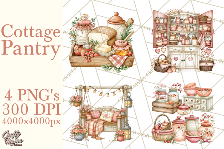 Cottage Pantry Farmhouse Kitchen Clipart PNG